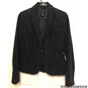 Lucky Brand Blue Green Plaid Jacket Wool Small